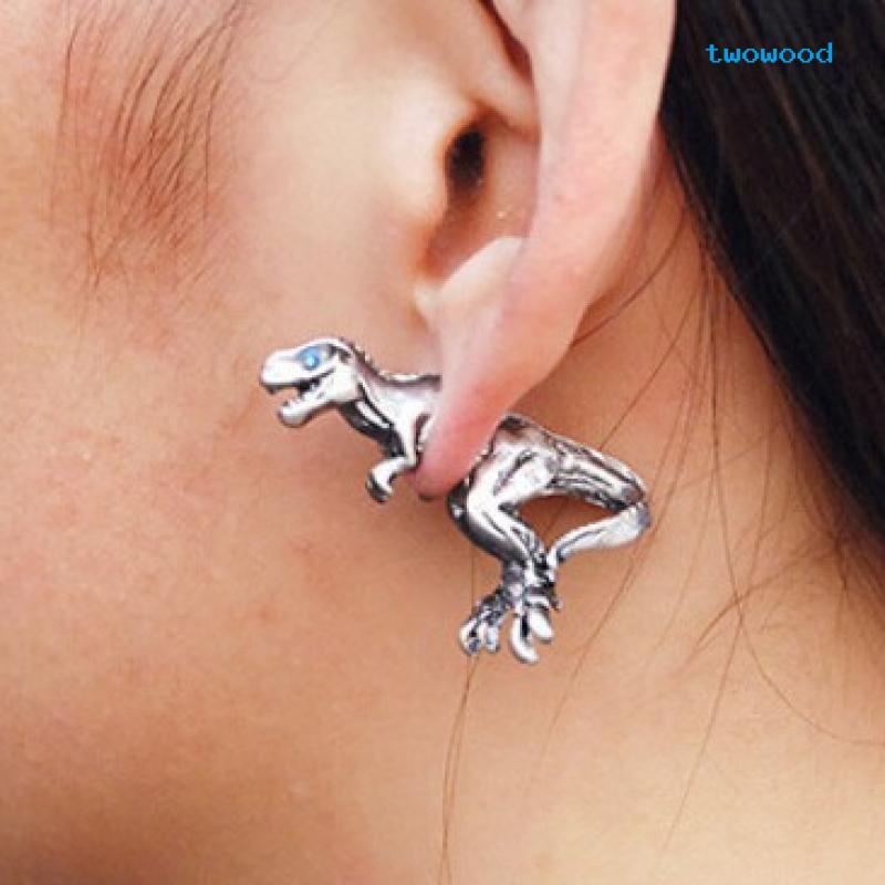 Twowood Harajuku Tiga Dimensi Hewan Kecil Dinosaurus Kepribadian Fashion Piercing Stud Earrings