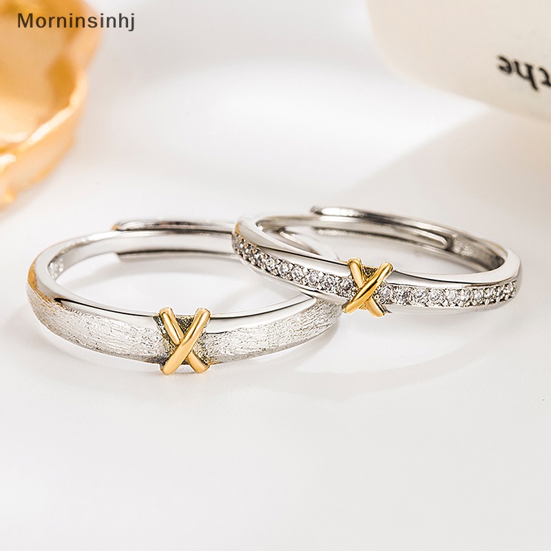 Mornin Cincin Pasangan Zirkon Ringan Gaya Korea Untuk Wanita Pria Cinta Pembukaan Adjustable Finger Ring Perhiasan Ulang Tahun Pernikahan id