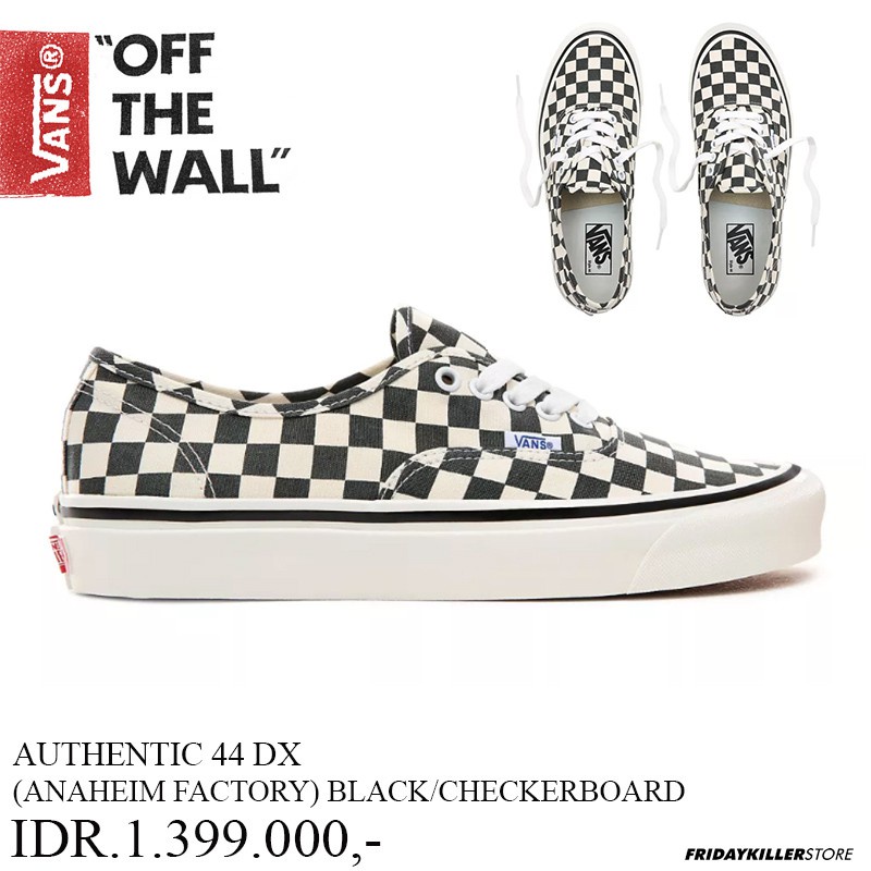 SEPATU VANS OFF THE WALL | AUTHENTIC 44 DX ANAHEIM FACTORY BLK CHECK