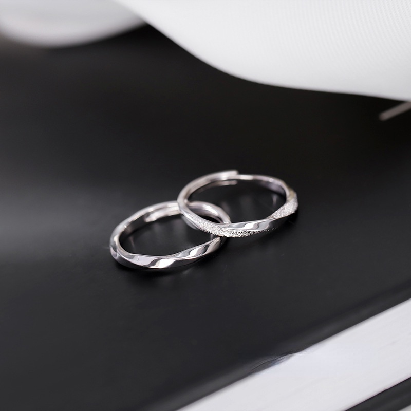 S925 Perak Mobius Cincin Sederhana Cincin Terbuka Ukuran Yang Dapat Disesuaikan Cincin