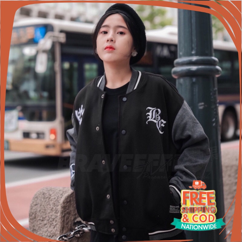 JAKET VINTAGE OOTD FESTIVAL REMAJA/ (NEW ARTICLE) BRAVE EFFECT Varsity Jacket Jaket Varsity Vintage 
