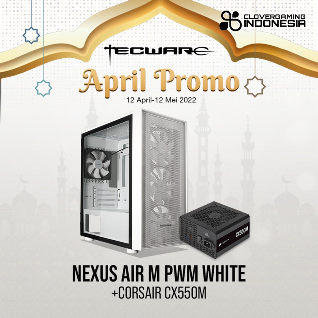 Tecware Nexus Air M PWM Casing - Mid Tower Case Computer Black White