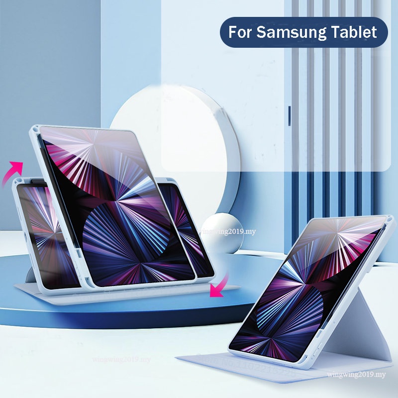 Untuk Smart Samsung Galaxy Tab A8 10.5 X200 X205 Stand Case Galaxy Tab A7 10.4 T500 T505 Lite 360 Penutup Rotasi Dengan S pen Holder