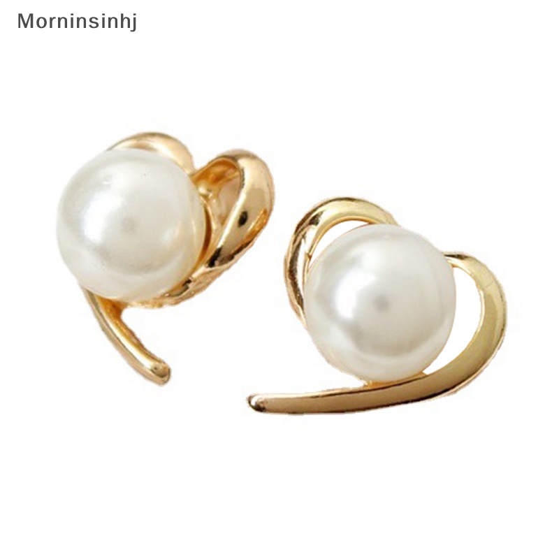 Mornin Anting Mutiara Imitasi Untuk Wanita Warna Emas Hati Stud Earrings Hadiah Natal Desain Tidak Teratur Anting Biasa id