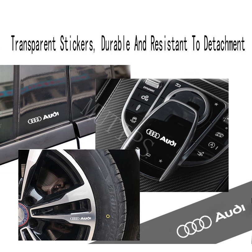 Audi Logo Mobil Stiker Logam 3D Kreatif Dekorasi Lencana Interior Pintu Jendela Mobil Untuk Olahraga Sline A5 A4 B7 B8 B5 A6 C7 A3 8l A1 Q5 TT mk2 C6 Q7 Q3 Q2 E-tron