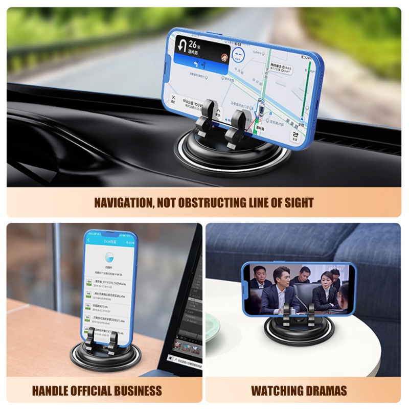 1pc Dudukan Ponsel Bulat Dipasang Dashboard Mobil Portable/ Bracket Tablet Otomotif Dapat Diputar 360derajat/ Stand GPS Anti-slip Kendaraan Universal