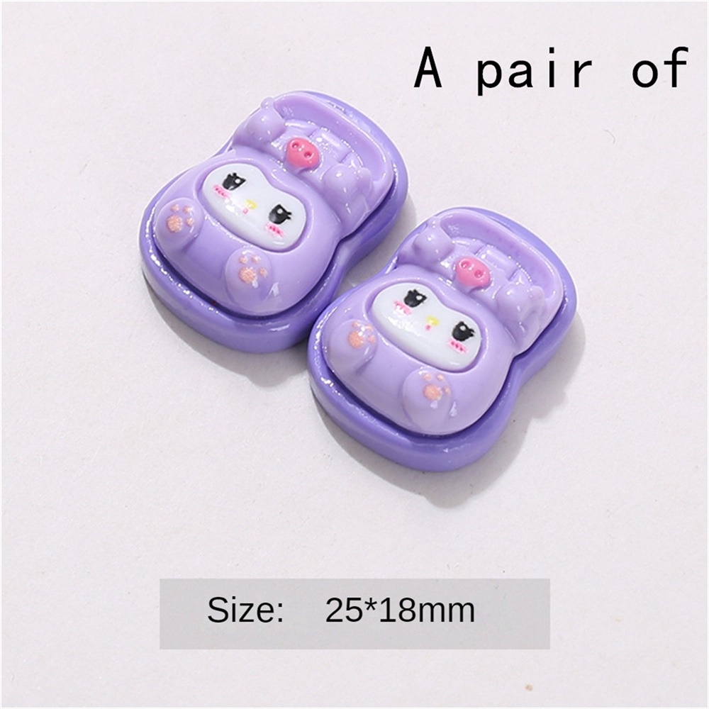 ღ Sepasang Sanrio Sandal Kecil Resin Aksesoris Diy Krim Lem Sarung Ponsel Aksesoris Rambut Gelas Air Stiker Dekorasi Aksesoris
