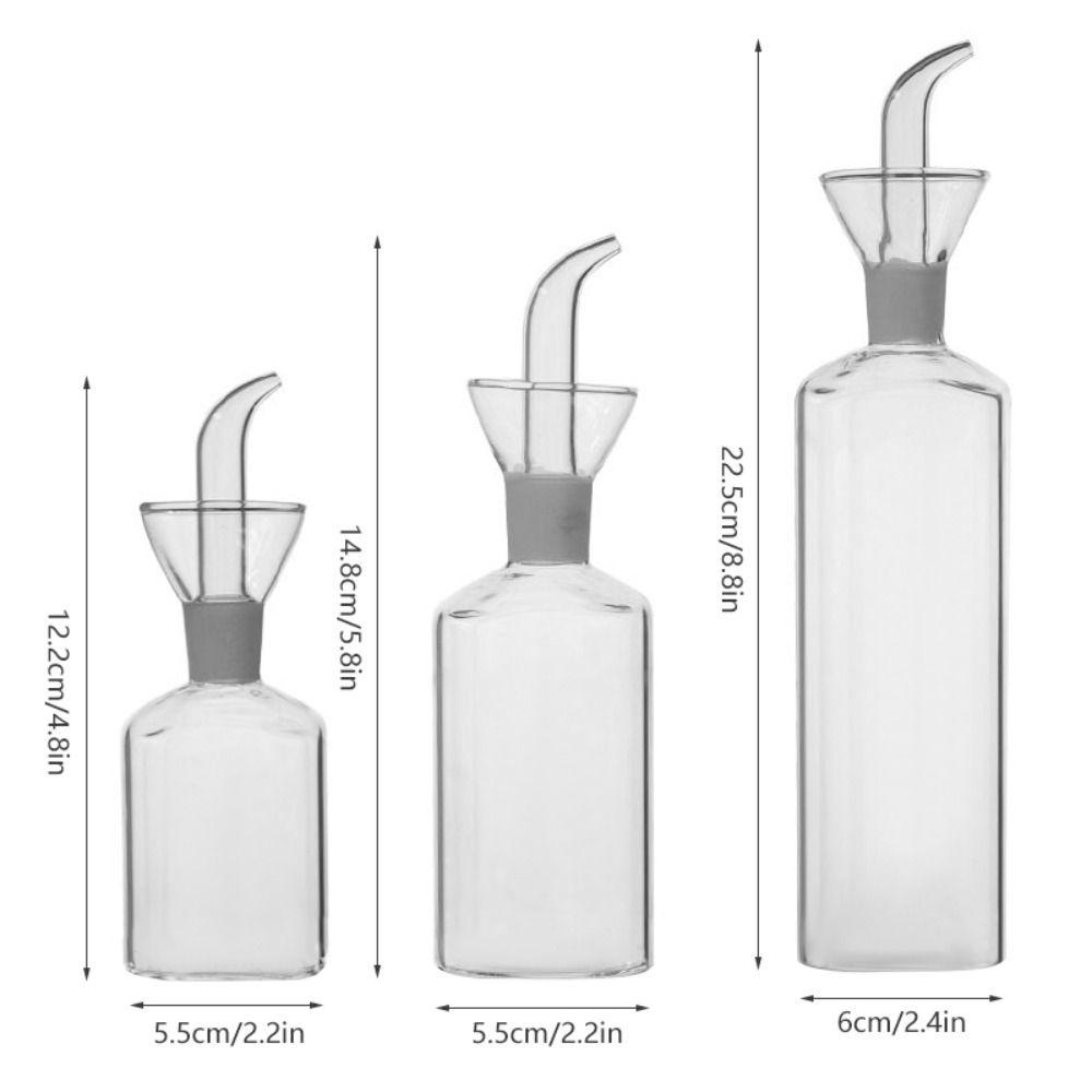 【 ELEGANT 】 Dispenser Minyak, 150 /200 /450ml Cruet Pourer, Botol Cuka Transparan Kaca Mudah Dibersihkan Untuk Bumbu