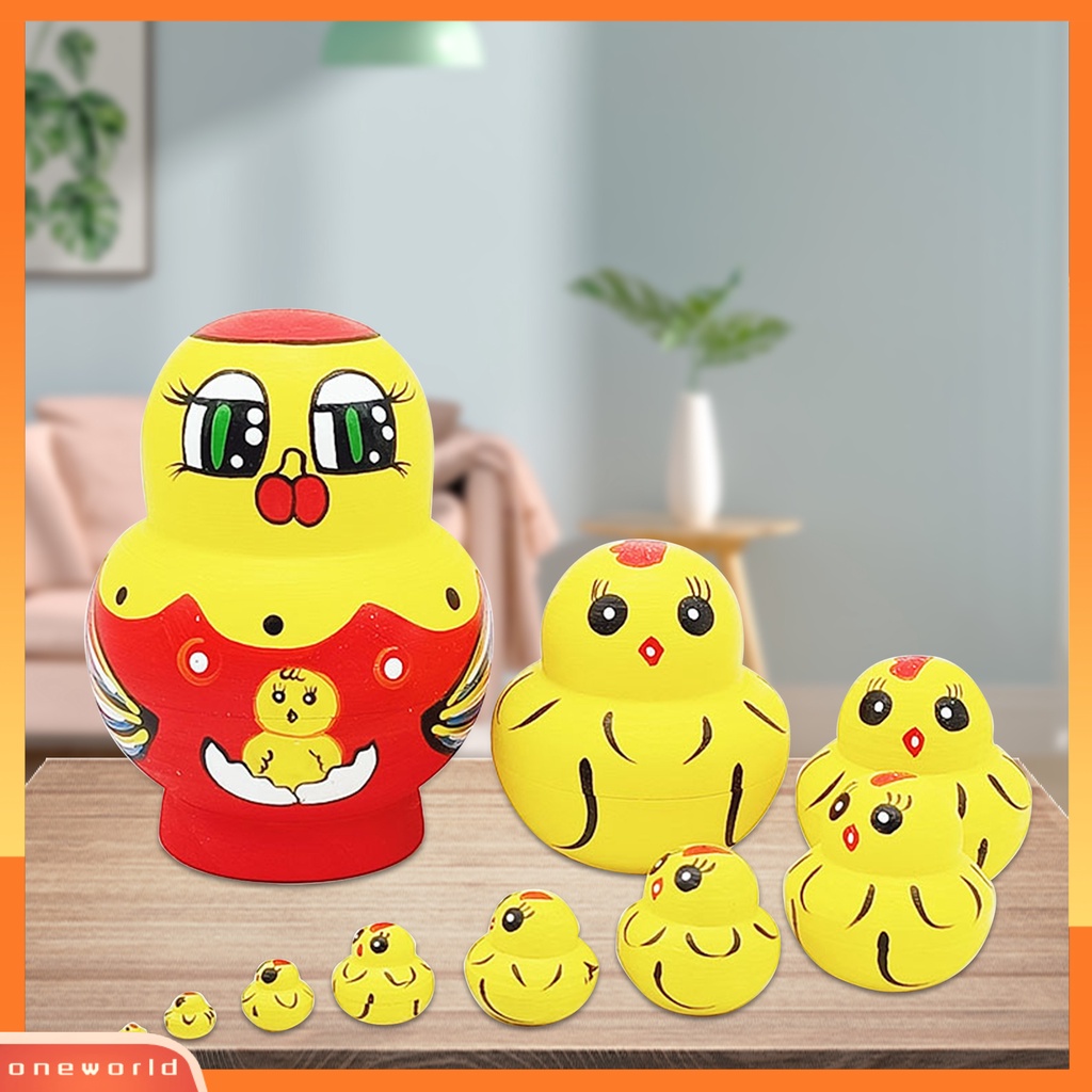 [ONE] 1set Boneka Bersarang Indah Desain Hewan Sepuluh Lapis Kartun Anak Ayam Matrioska Mainan Untuk Anak