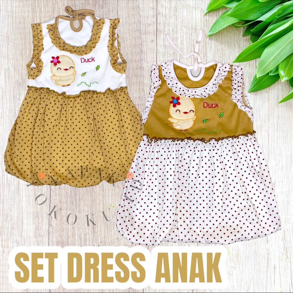 Dress Baju Bayi Rok Bayi Lucu Motif Duck Dress Bayi (0-7 Bulan) Baju Bayi Rok Balon Baju Lengan Kutu