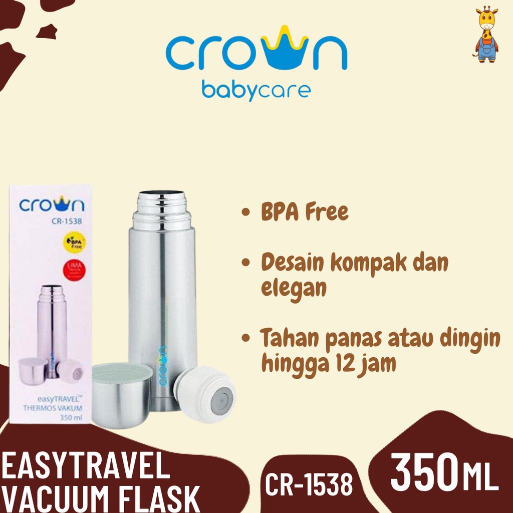 Crown Easytravel Vacuum Flask 1000ml / 750ml / 500ml / 350ml - Termos Tahan Panas