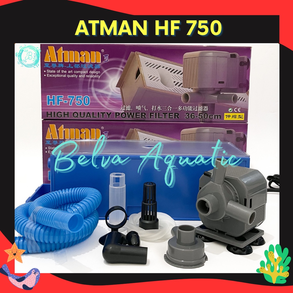 Atman HF-750 Top Filter Box Set Mesin Pompa Filter Atas Lengkap Atman Box Filter