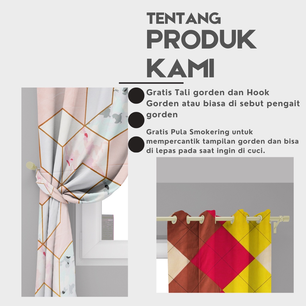 Gorden Jendela Gorden Pintu minimalis size L120cm X T225cm smokering Katun Free Tali&amp;hook gordeng hordeng kordeng