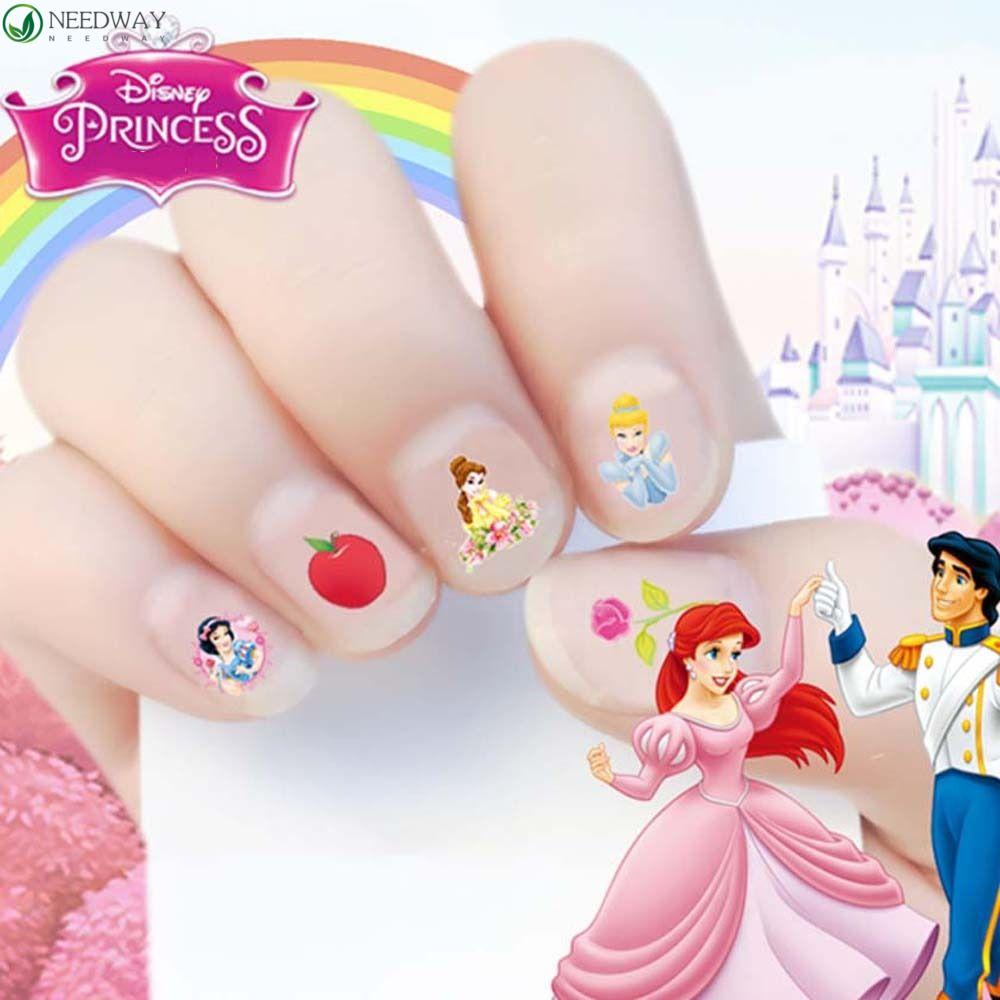 NEEDWAY Anak Stiker Kuku Gadis Hadiah Lucu Kartun Mainan Sofia Frozen Elsa Anna Nail Art Dekorasi