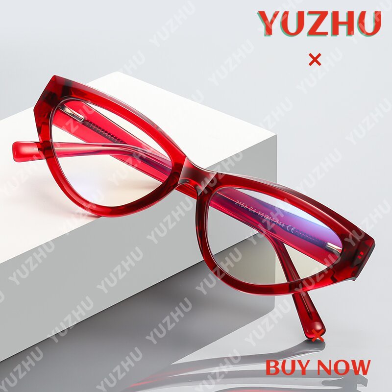 (YUZHU) Western Fashion Cat Eye Bingkai Tebal Anti Blue Light Eyeglasses Gaya Inggris TR90 Eyeglasses Untuk Wanita