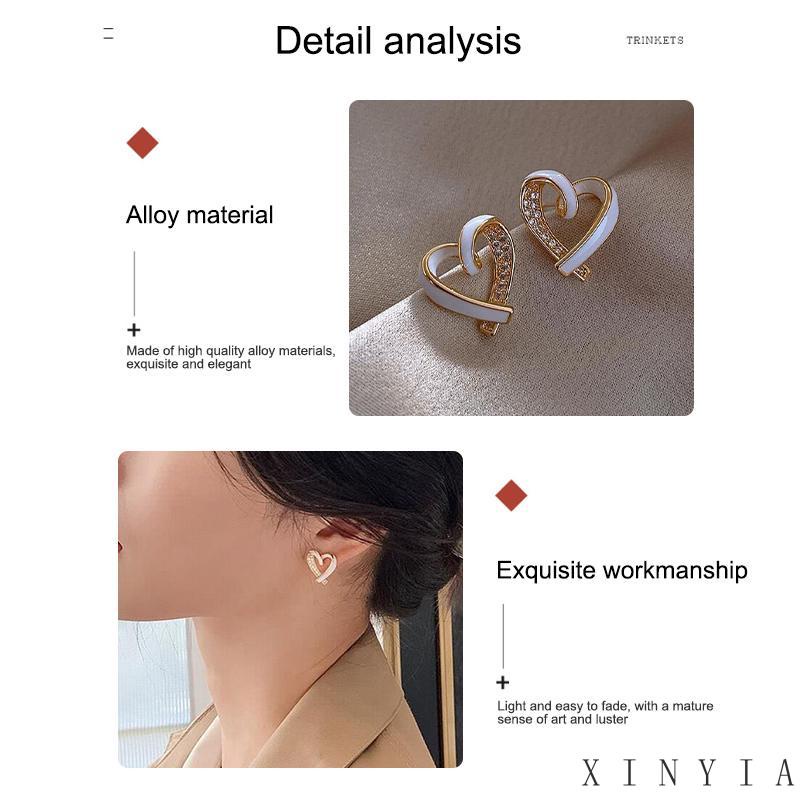 s925 Silver Stitch Anting Elegan Rasa Premium Anting Berbentuk Hati Anting Indah