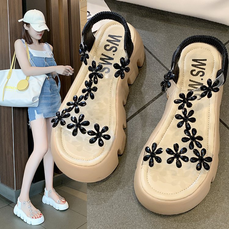 [JY]1523 Sandal Wanita A16 SW SN bunga crystal Heels 5cm tali style Impor elegan feminin Pesta