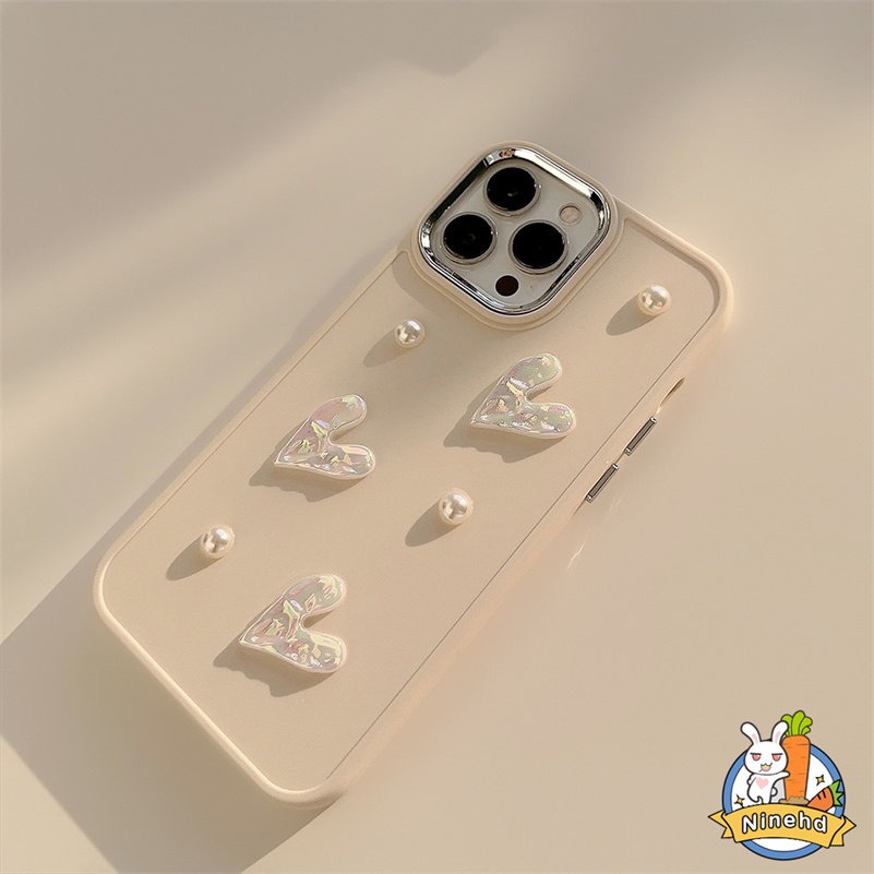 IPHONE Casing Ponsel Cinta Laser Mutiara Kecil Lucu Putih Premium Kompatibel Untuk Iphone14 13 12 11 Pro Max X Xr Xs Max8 7 6 6s Plus SE 2020 Bumper Tahan Guncangan Soft Case TPU Sarung Handphone