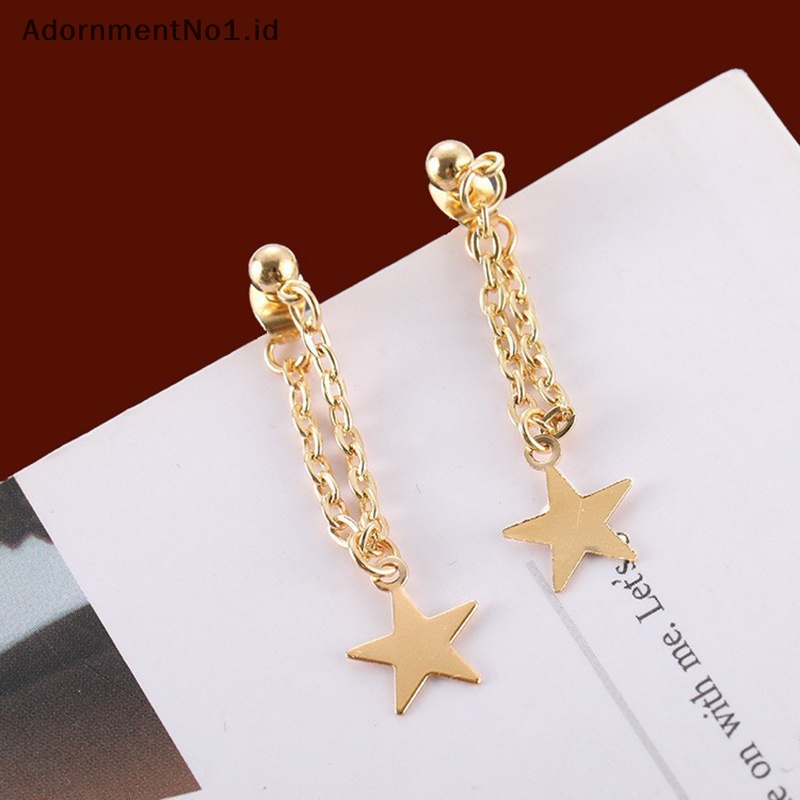 [AdornmentNo1] Punk kuba Link rantai Stud Earrings untuk Fashion wanita warna emas batu perhiasan hadiah anting tren