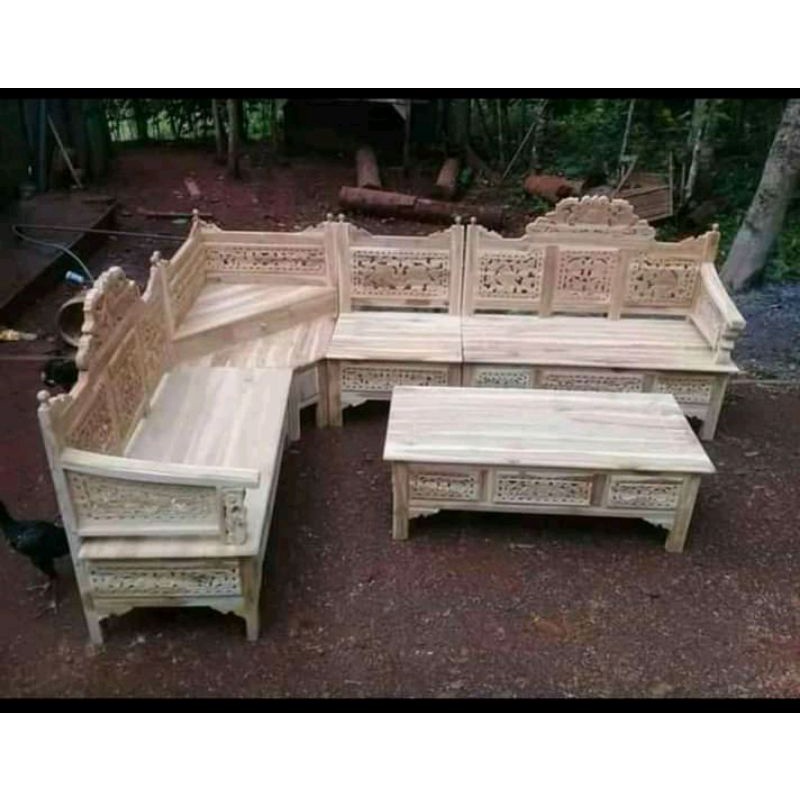 Kursi tamu sudut ukiran kursi tamu jati mentahan mebel Jepara