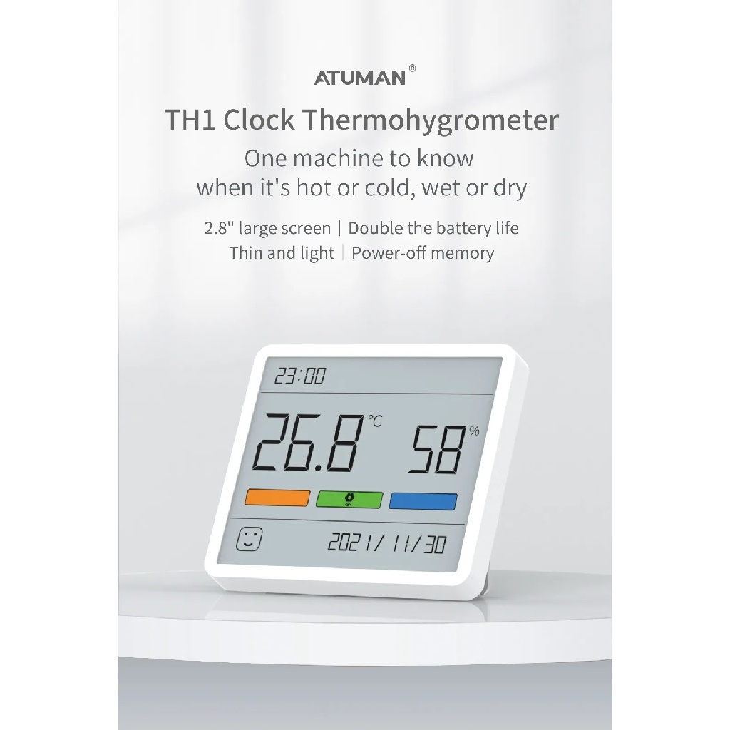 ATUMAN DUKA TH1 Clock Themohygrometer - Jam Digital dengan Termometer