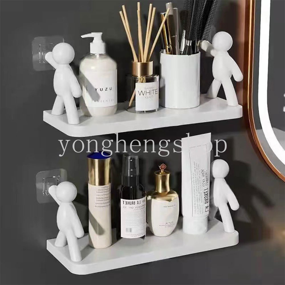 Kreatif Rak Penyimpanan Yang Dipasang Di Dinding Self-adhesive Serba Serbi Stand Holder Rak Penyimpanan Kosmetik Kamar Mandi Sabun Shampoo Organizer Bumbu Dapur Toples Rak