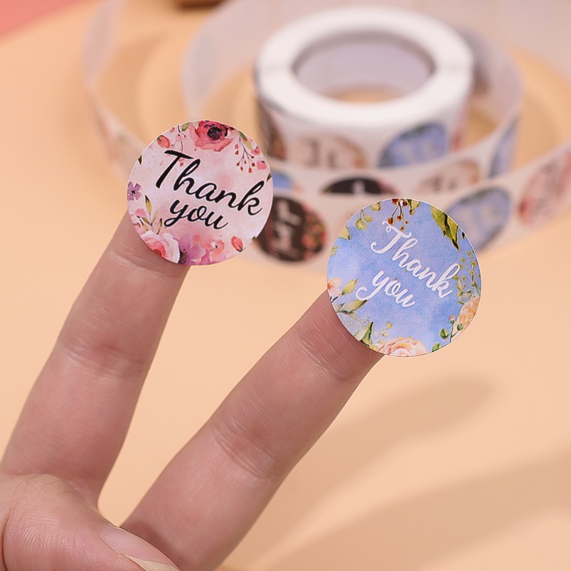 500pcs Round Floral Wreath Thank You Stickers/ Label Penyegelan Bunga Berperekat Untuk Kartu Amplop Gift Box Decor