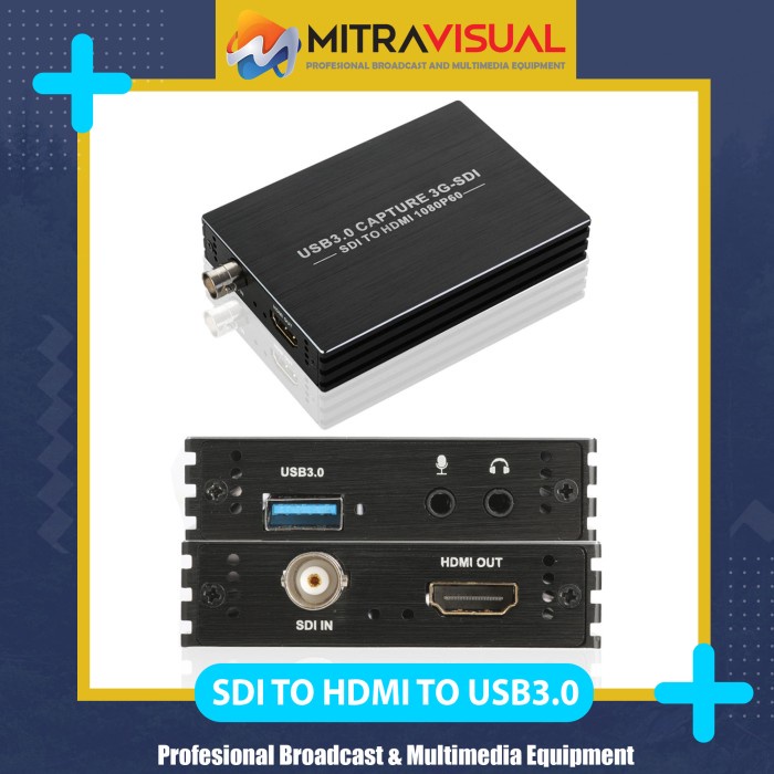 SDI to USB3.0 Capture Card with SDI to HDMI Converter 1080p 60