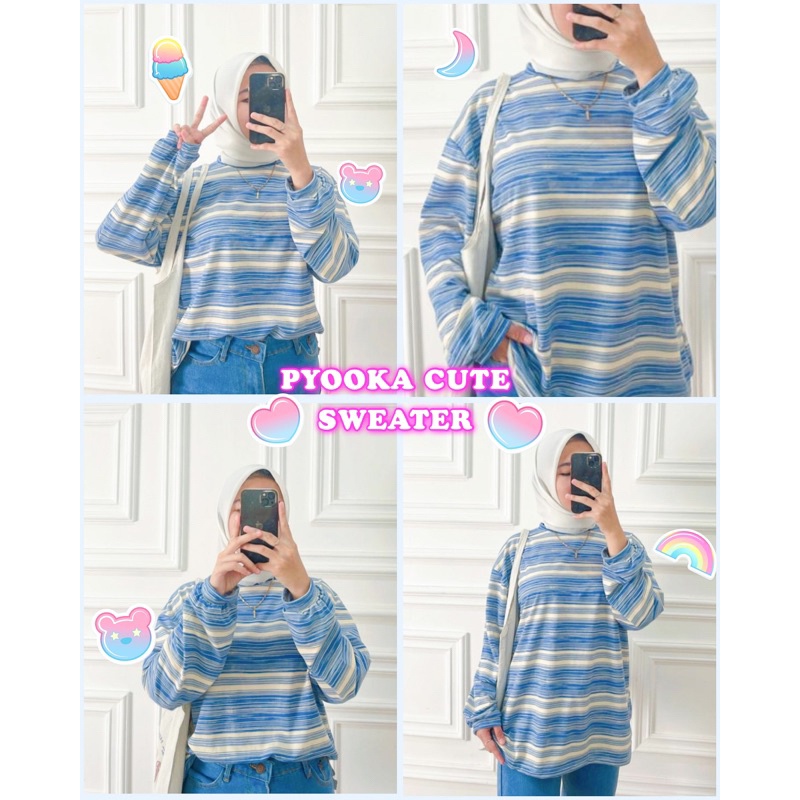 Tq88indonesia Fashion Baju Sweater Wanita Terbaru / PYOOKA OVERSIZE SWEATER Cewek / Ootd