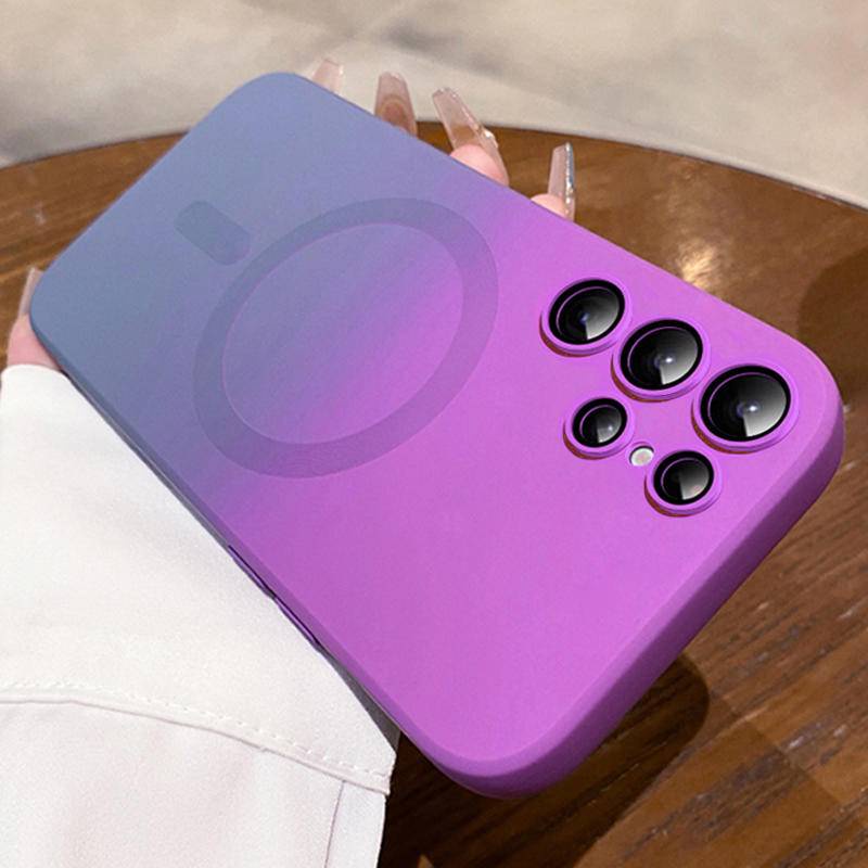 Luxury Magsafe Wireless Charge Pola Gradien Case Untuk Samsung Galaxy S21 S22 S23 Ultra Plus Silikon Lembut Cover Case Magnetik Untuk Galaxy S21Plus S22Plus S23Plus