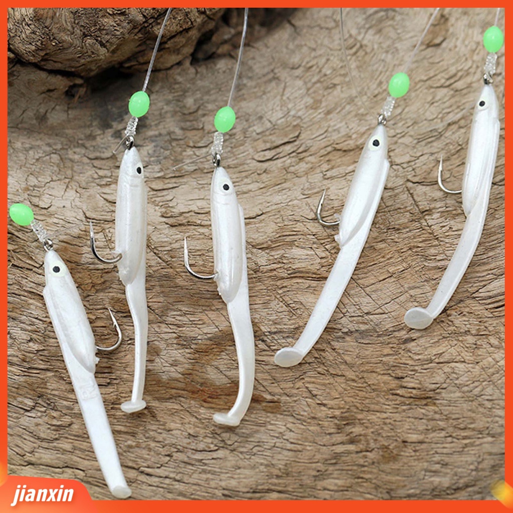 (In Stock) 5Pcs /Set Pengait Tali Ikan Manik Bercahaya Kait Tunggal Konektor Logam Tahan Aus Kait Tali Belut Untuk Angling