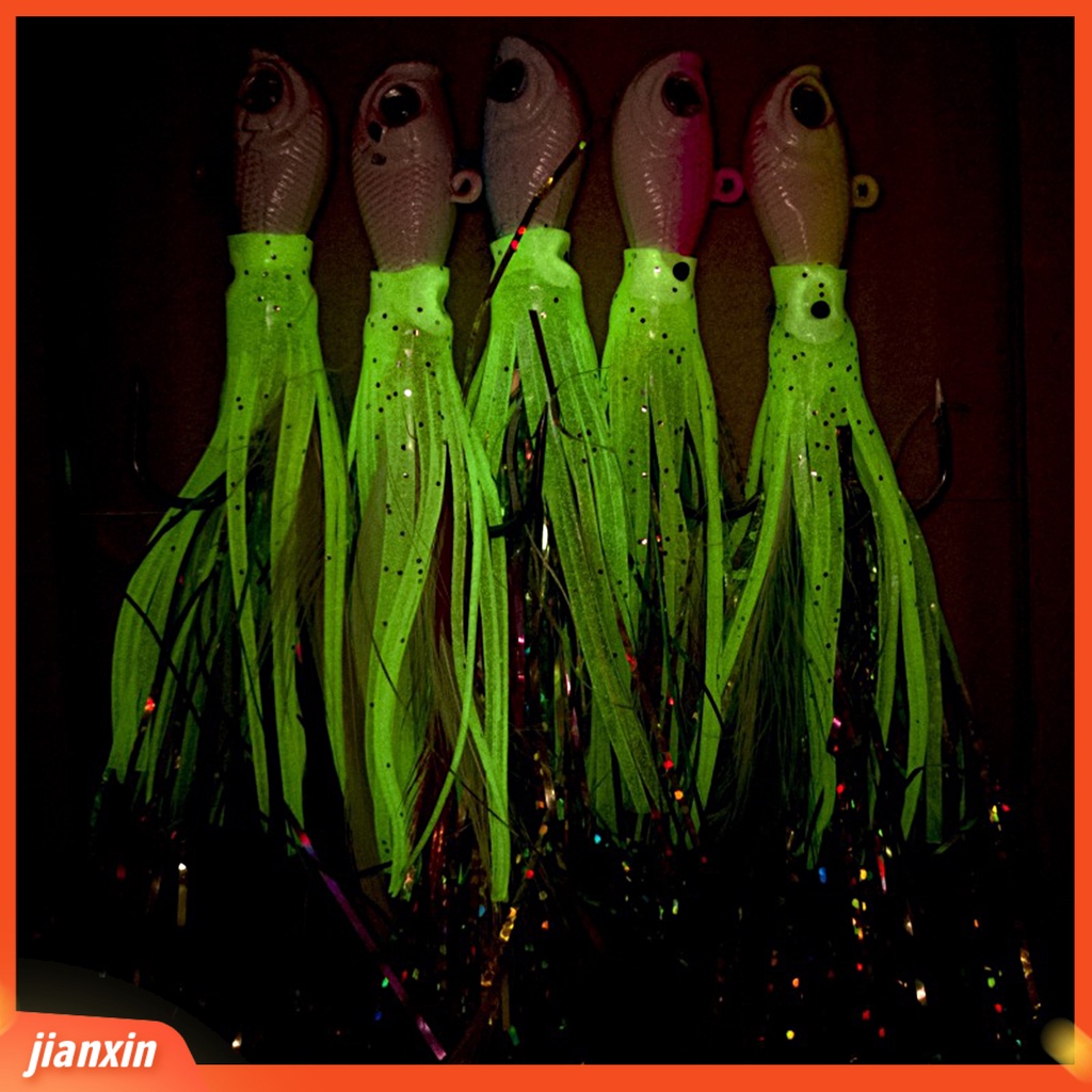 (in Stock) 28g /14cm Gurita Kait Umpan Glow-in-The-Dark Tajam Kait 3D Fisheyes Tahan Karat Kepala Ikan 14cm Buatan Memancing Umpan Memancing Aksesoris