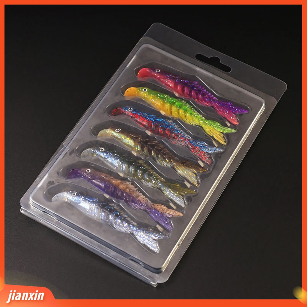 (In Stock) 7Pcs 8cm /3.5g Umpan Pancing Realistis Warna Cerah 3D Fisheye PVC Multi-Bagian Air Tawar Umpan Lembut Buatan Untuk Nelayan