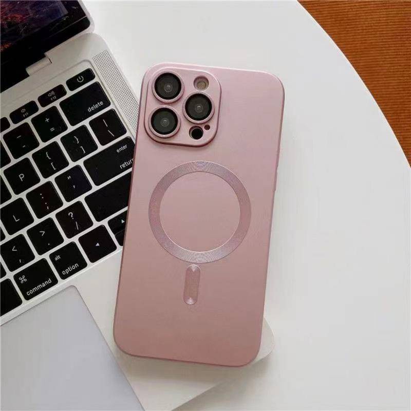 IPHONE Cat Metalik Magsafe Cases Untuk iPhone12 11 Pro MAX 11Pro 12Pro silicon Wireless Charging Magnetic glass lens protection Cover Untuk iPhone12 iPhone11