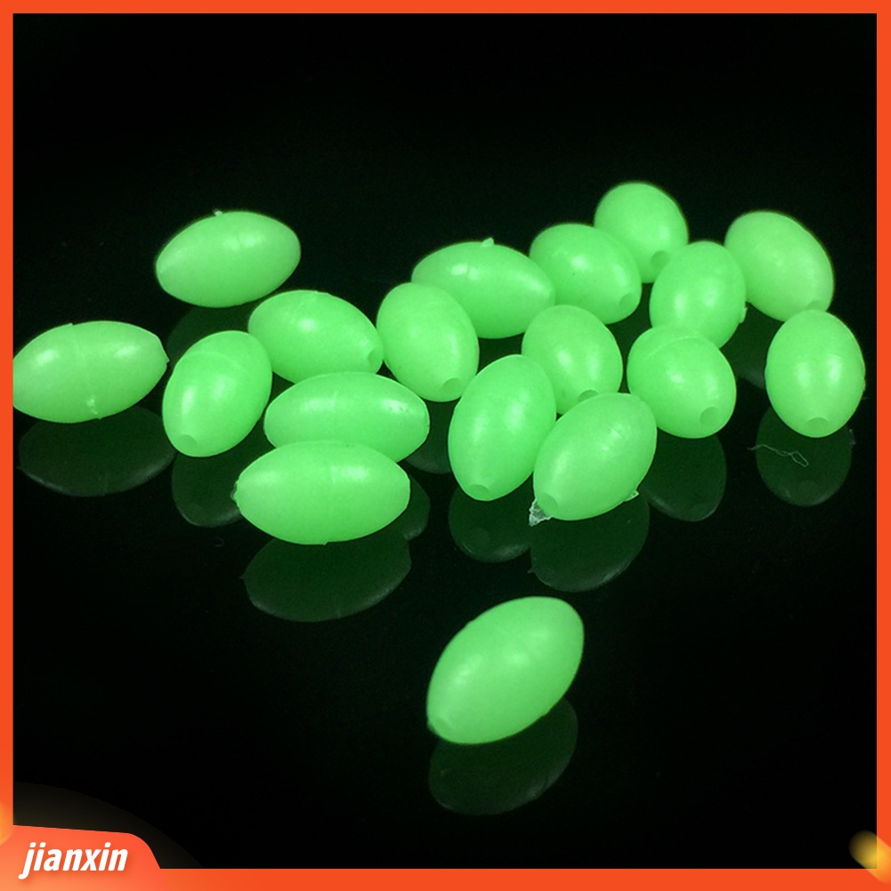 (in Stock) 100 Pcs Oval Bercahaya Glow in Dark Rig Beads Sea Fishing Lure Floating Tackles