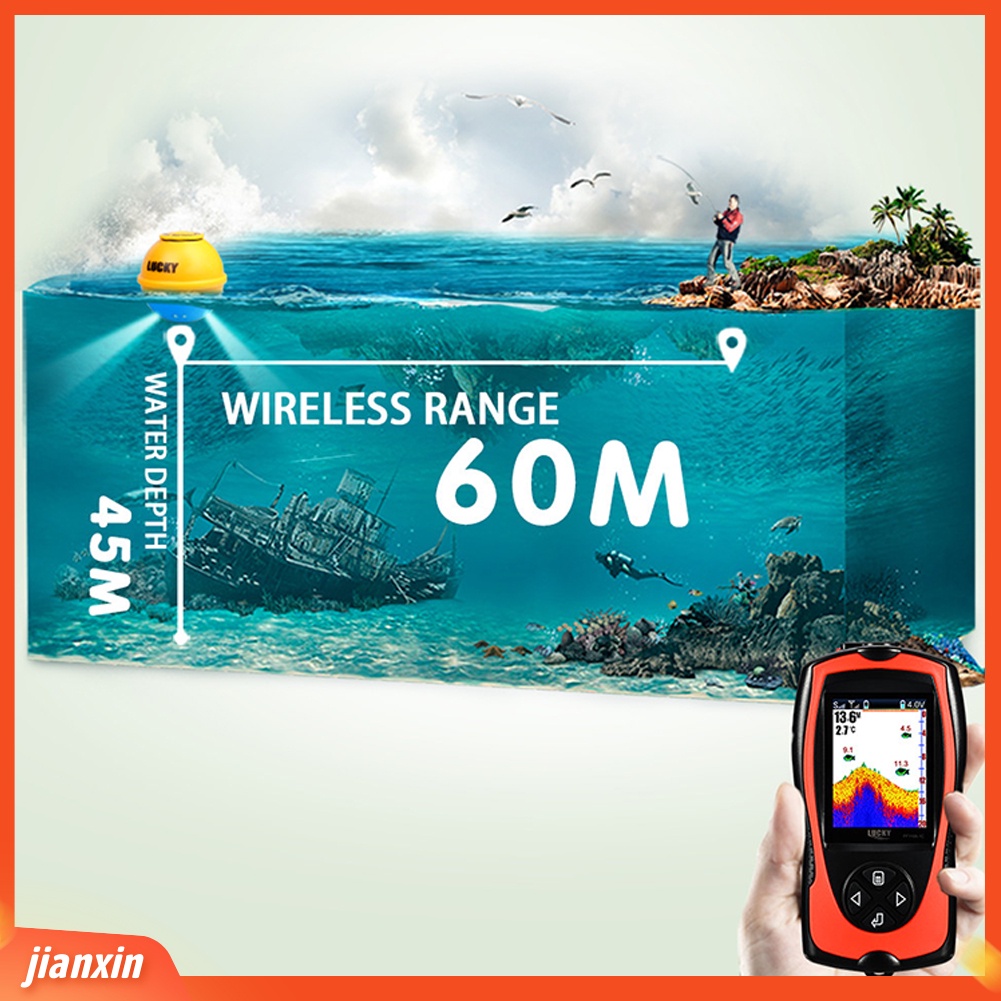 (In Stock) 45m Kedalaman Kejernihan Tinggi LCD Nirkabel Sensor Sonar Transducer Pencari Ikan Detektor Memancing