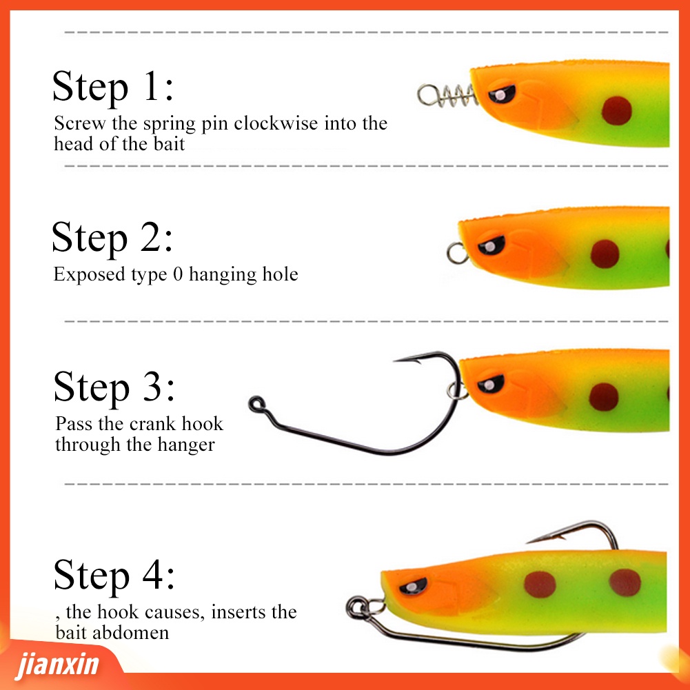 (In Stock) 50Pcs Kait Jig Umpan Lembut Cacing Baja Karbon Tinggi Dengan Pin Twist Spring Lock