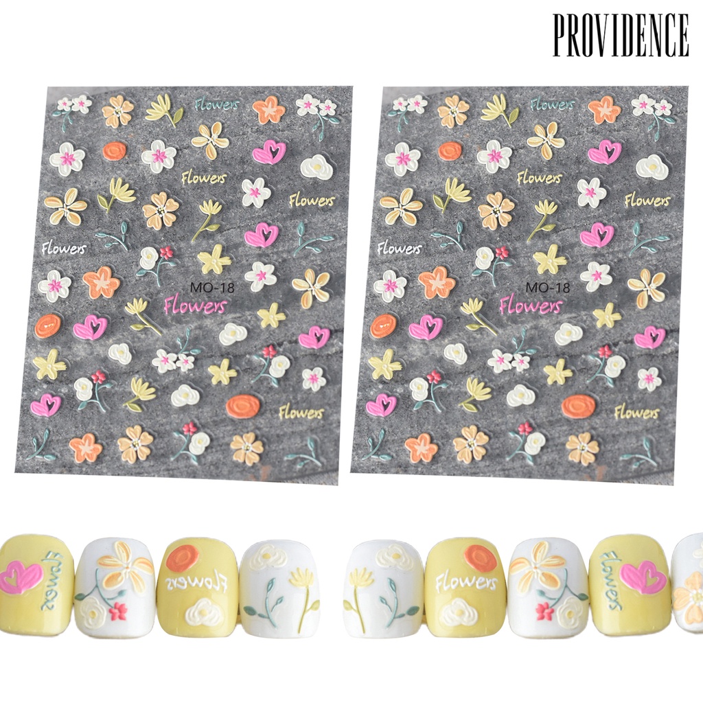 Providence 2Pcs Stiker Kuku Lucu Halus Tulip Rainbow Bunny 3D Nail Art Untuk Jari Glamor Dan Melamun Nail Art Stiker