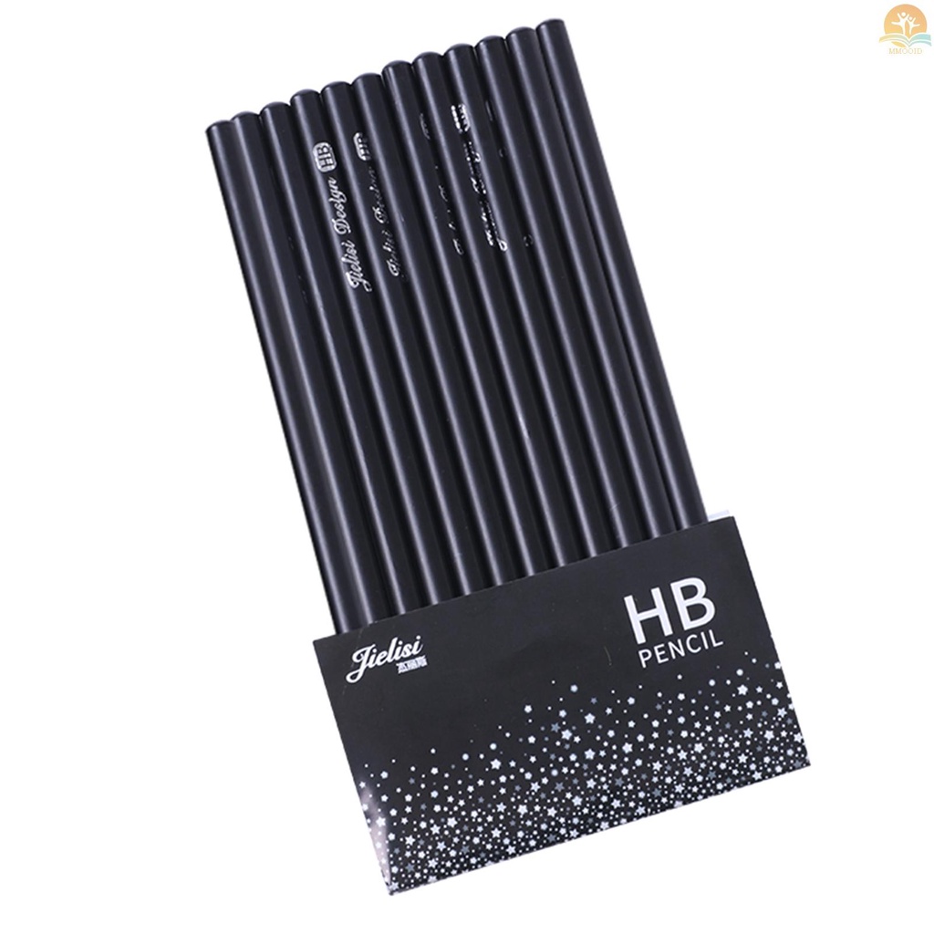 In Stock 12pcs HB Set Pensil Tulisan Graphite Core Drawing Sketching Notes Taking Untuk Pelajar Pemula Dan Artis