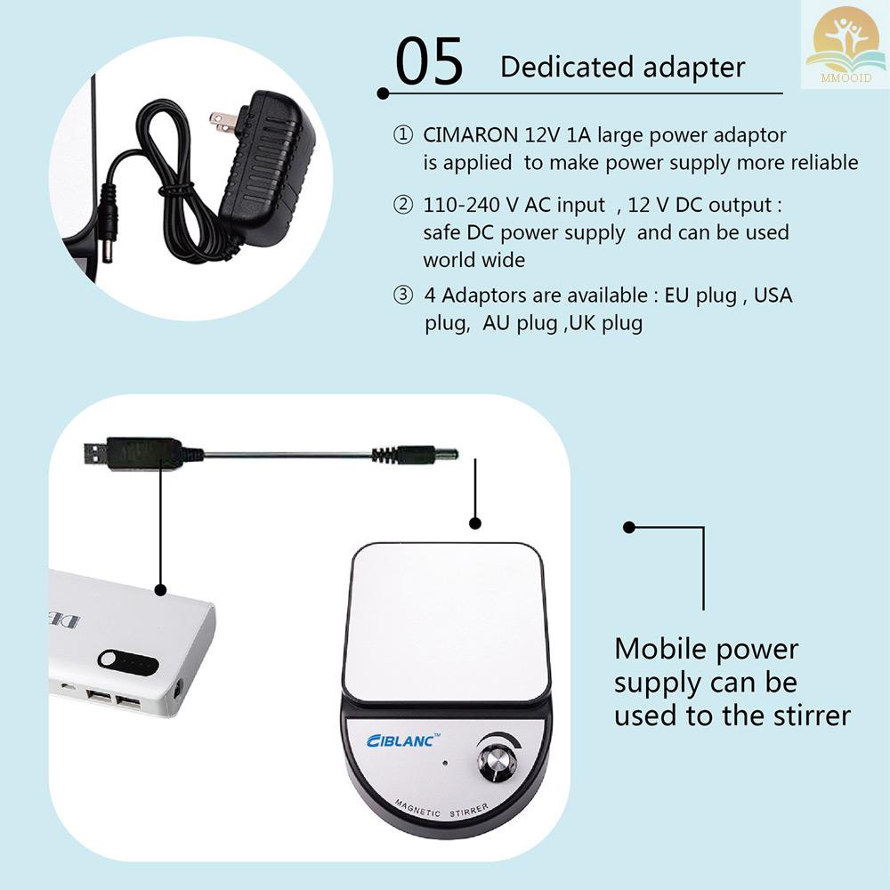 In Stock Ciblanc Magnetic Stirrer Mixer 3500rpm Kapasitas Pengaduk Maks 3500ml Dengan Stir Bar Power Adapter Peralatan Percobaan