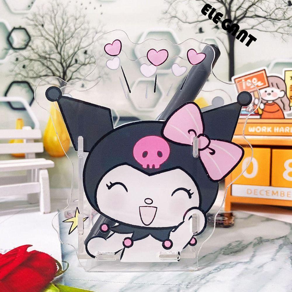 【 ELEGANT 】 Tempat Pensil INS Gaya Bahan Akrilik Kuromi My Melody Cinnamoroll Transparan Perlengkapan Kantor Sekolah Kapasitas Besar Desktop Storage Box