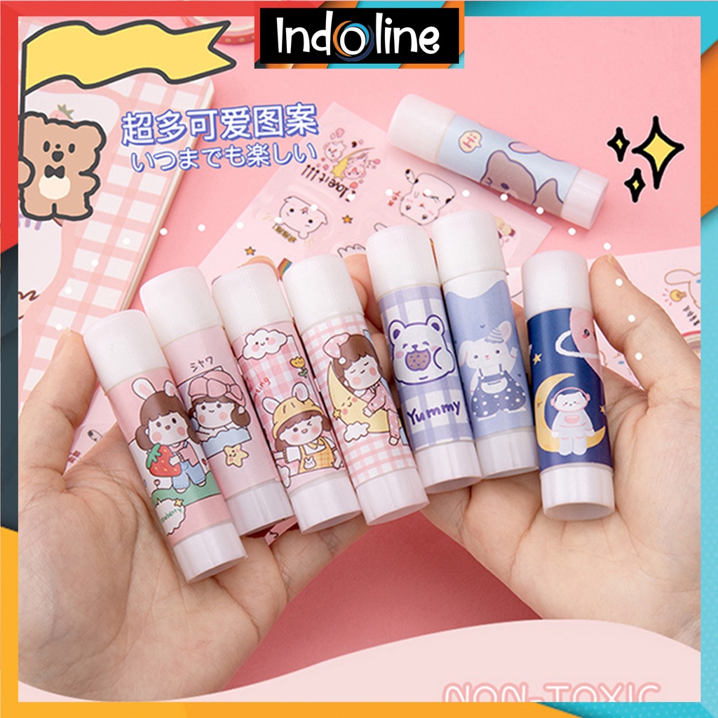 

✔️ Lem Perekat Kertas Glue Stick Stik Lem Batang Putar Sekolah Kantor Motif Korea Lucu Import COD