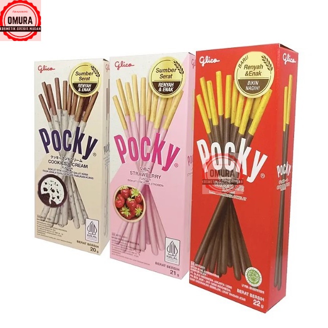 

POCKY MINI BOX Glico Pocky Minipack Rasa Coklat/Strawberry Biskuit Stik @22gr (OM)