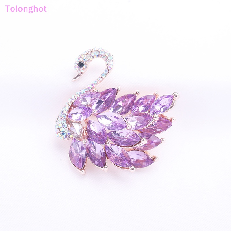 Tolonghot&gt; Elegan Dan Halus Zirkon Kristal Swan Bros Pin Untuk Wanita Cahaya Perjamuan Hewan Korsase Fashion Kreatif Perhiasan Hadiah well