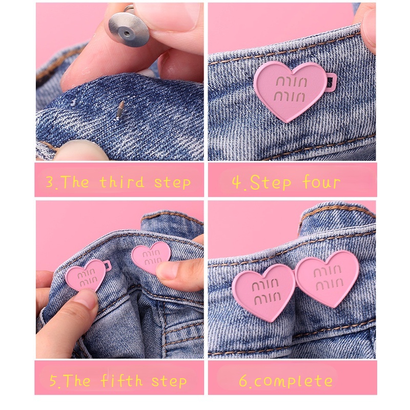 Mode Colorful Heart Waist Buckle Detachable Fixed Snap Button Pengencang Pinggang Celana Menyesuaikan Tombol