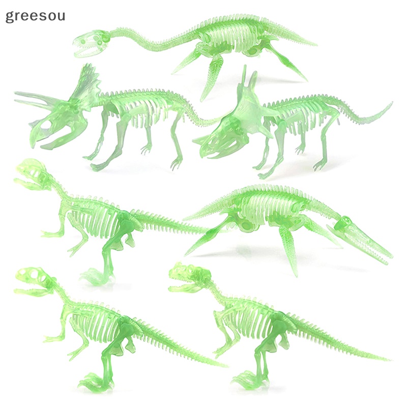 Greesou Realistis Kerangka Dinosaurus Fluorescent Dino Fossil Model Patung Dekorasi Hewan ID