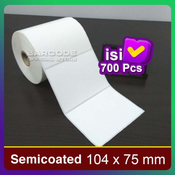 

LABEL PRINTER BARCODE 104X75MM - 104X75 MM - 1 LINE SEMICOATED ISI 700 PST79