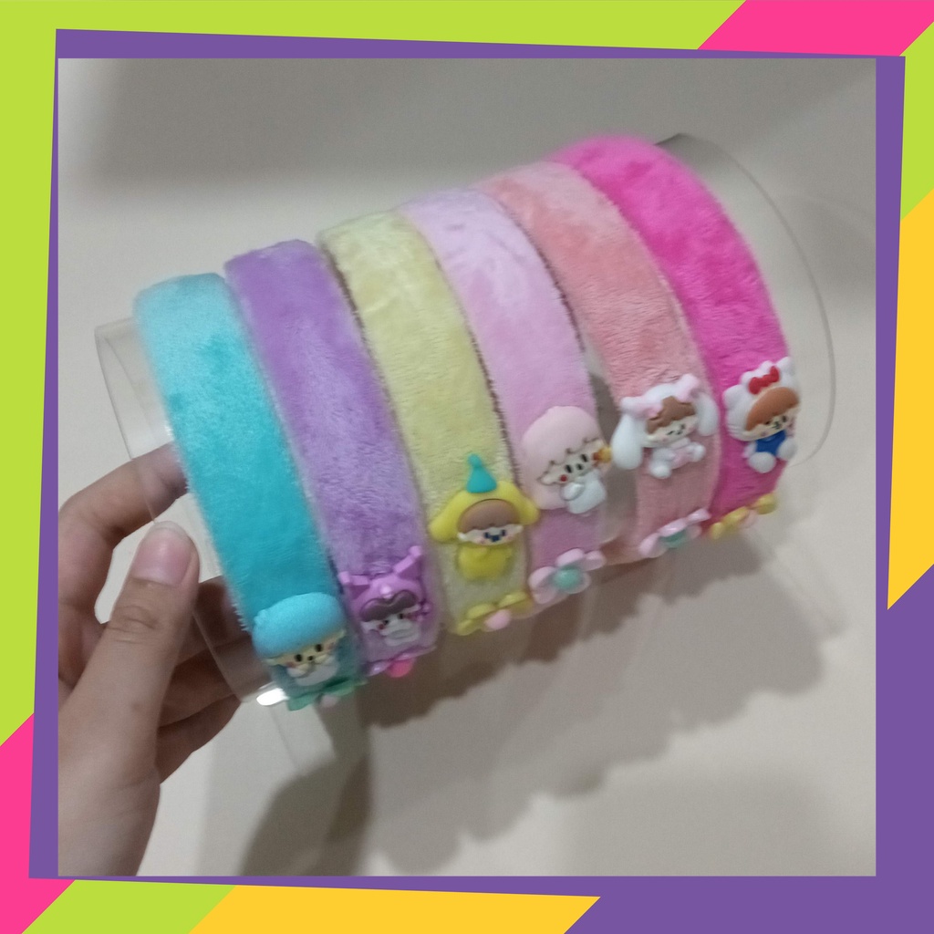 5125 / Bando bludru krakter sandrio / Bandana head anak lucu [ isi 1,3 dan 6pcs ]