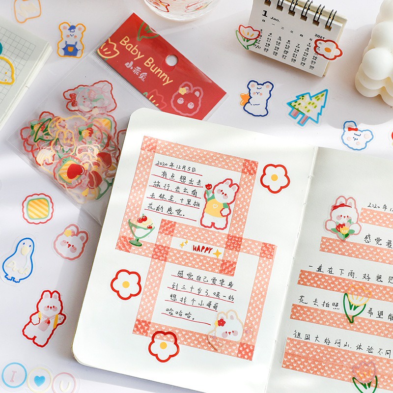 

45pcs Maimao Sticker PET / Stiker Anti Tahan Air Hiasan DIY Scrapbook Bujo Journaling 3