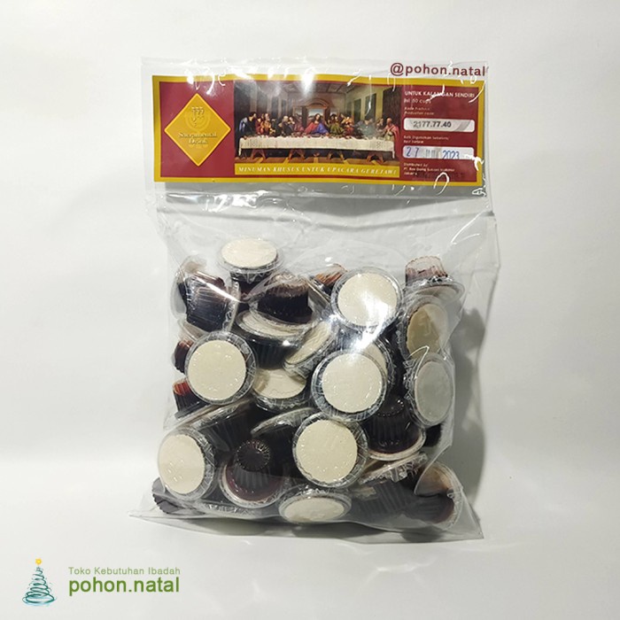 

✨Ready Stok✨ - Anggur Cup Ros Gung & Hosti Roti Perjamuan Kudus isi 100 - Ayat 50 pcs